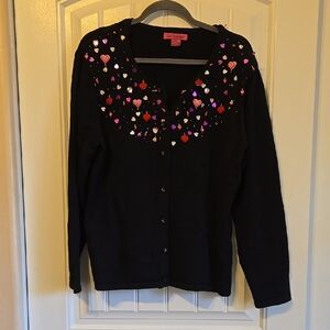 Doe & Rae Black Heart Embellished Sweater